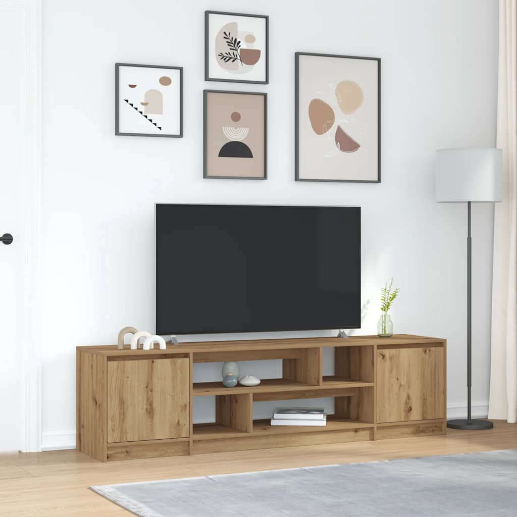 Meuble TV chêne artisanal 188,5x41x50 cm bois d'ingénierie - XIOS