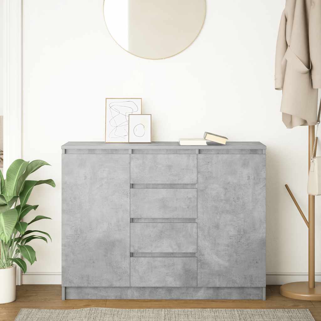 Buffet avec tiroirs gris béton 100,5x35x76 cm bois d'ingénierie - XIOS