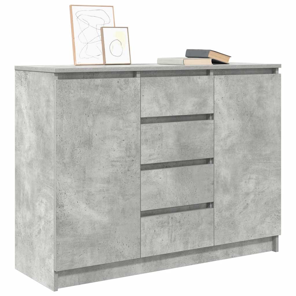 Buffet avec tiroirs gris béton 100,5x35x76 cm bois d'ingénierie - XIOS