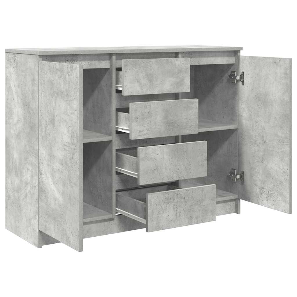 Buffet avec tiroirs gris béton 100,5x35x76 cm bois d'ingénierie - XIOS