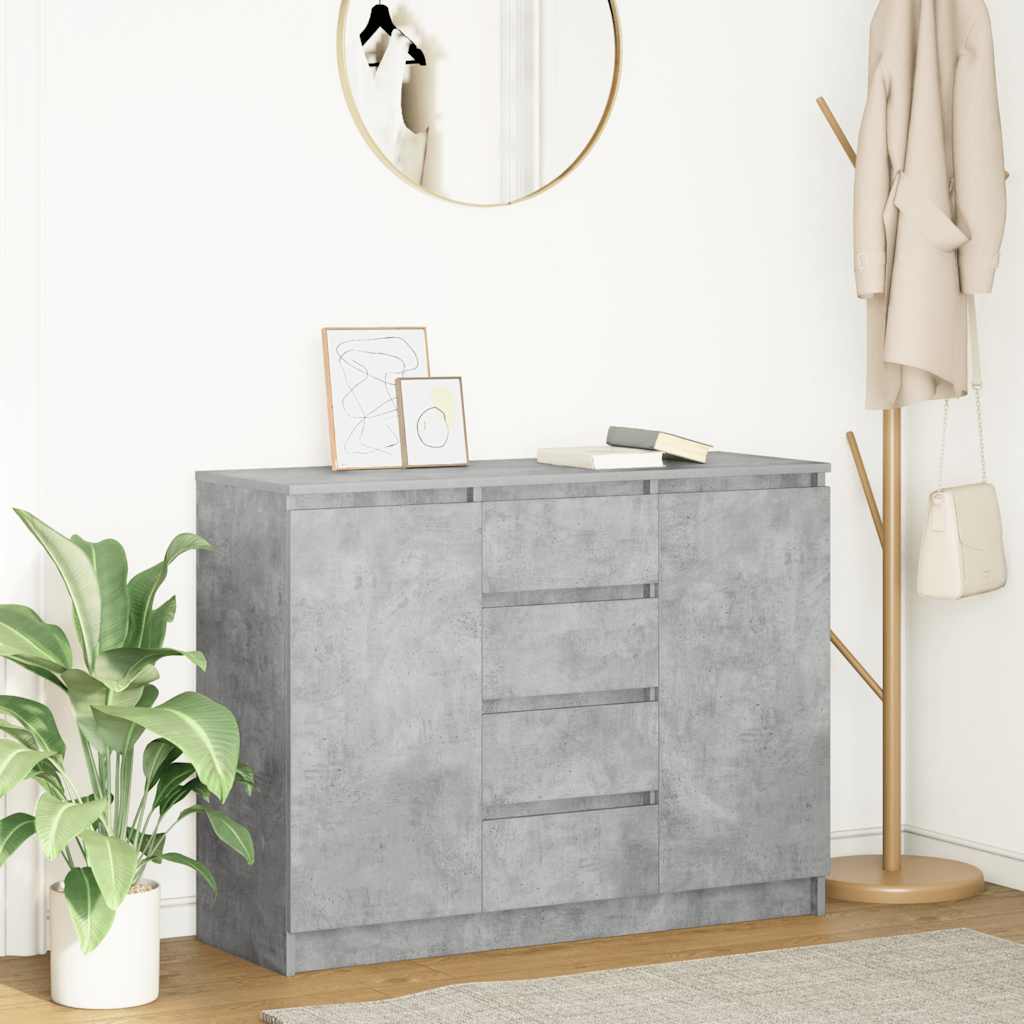 Buffet avec tiroirs gris béton 100,5x35x76 cm bois d'ingénierie - XIOS