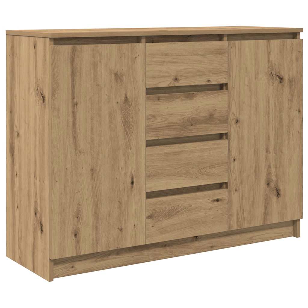 Buffet et tiroirs chêne artisanal 100,5x35x76cm bois ingénierie - XIOS