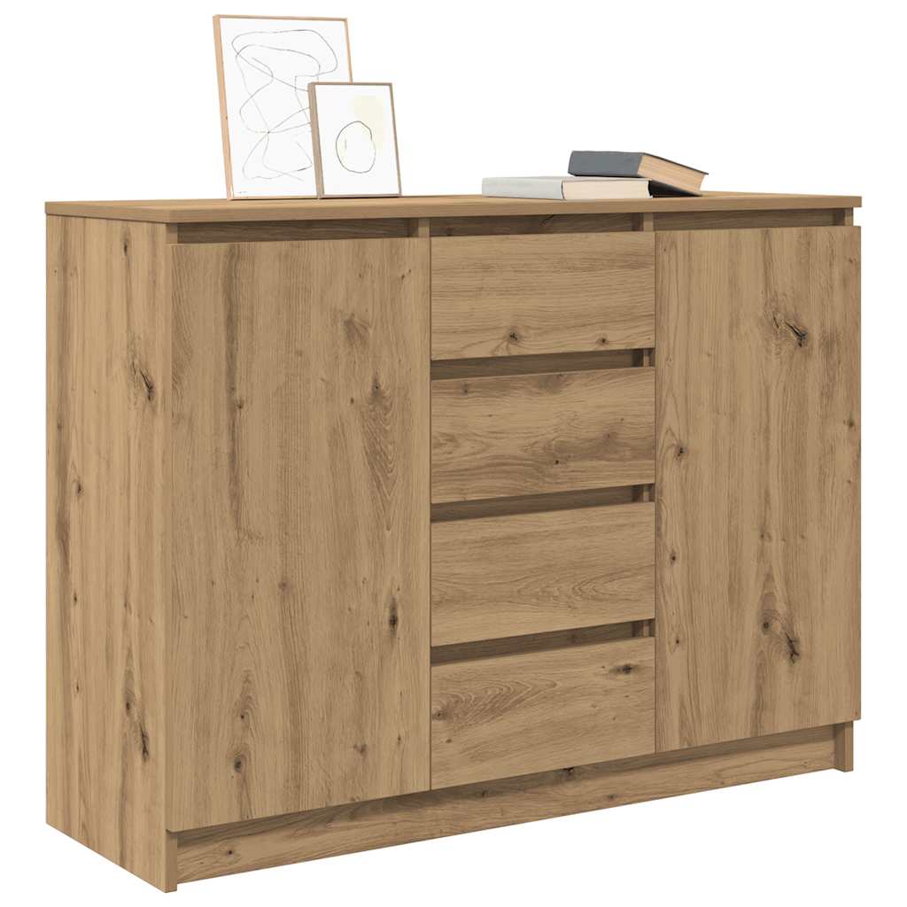 Buffet et tiroirs chêne artisanal 100,5x35x76cm bois ingénierie - XIOS