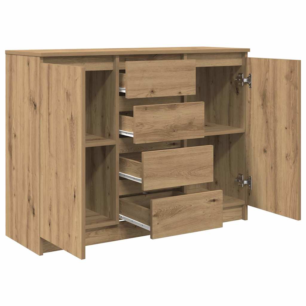 Buffet et tiroirs chêne artisanal 100,5x35x76cm bois ingénierie - XIOS