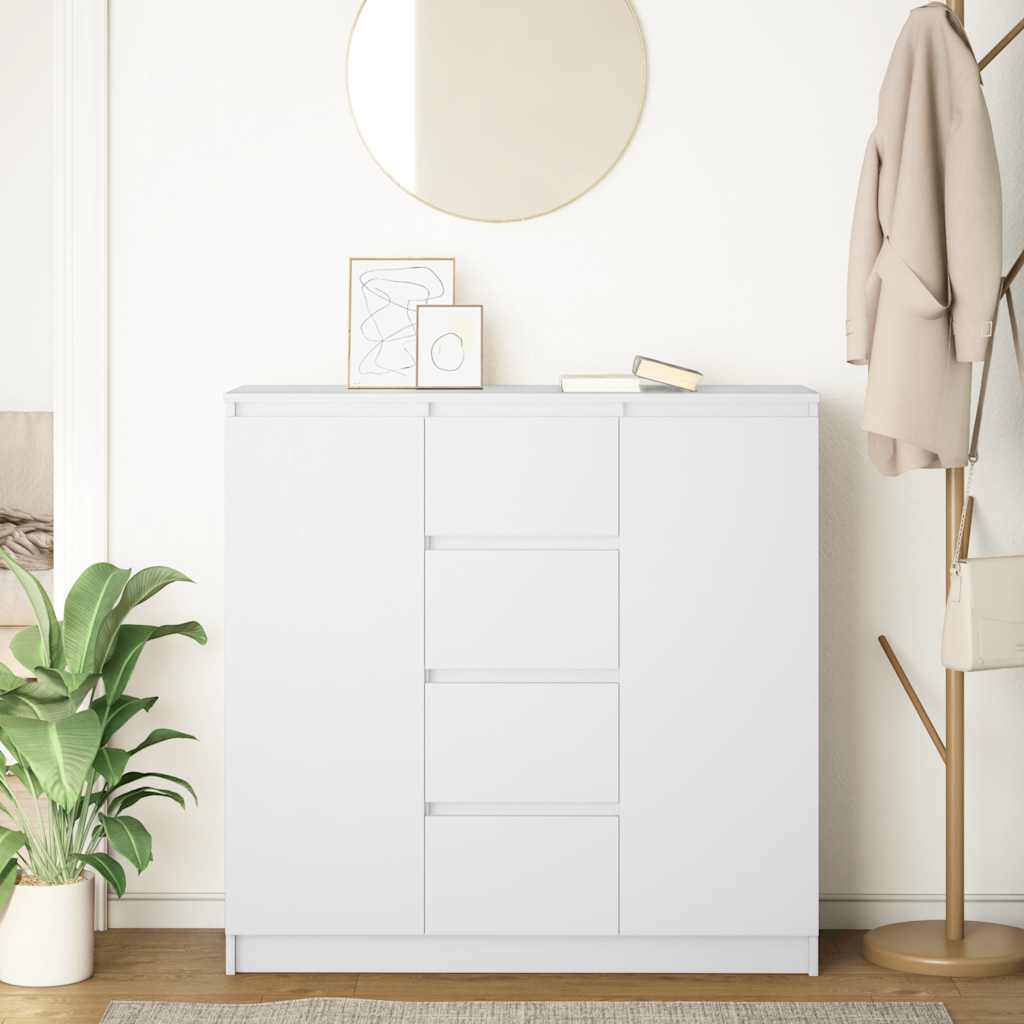 Buffet avec tiroirs blanc 100,5x35x98,5 cm bois d'ingénierie - XIOS