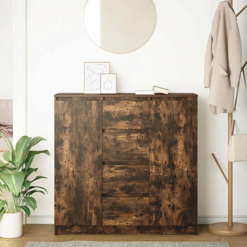 Buffet avec tiroirs chêne fumé 100,5x35x98,5 cm bois ingénierie - XIOS