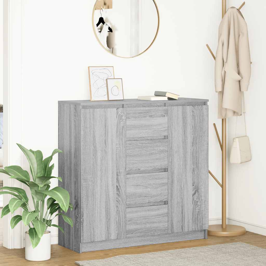 Buffet et tiroirs sonoma gris 100,5x35x98,5cm bois d'ingénierie - XIOS
