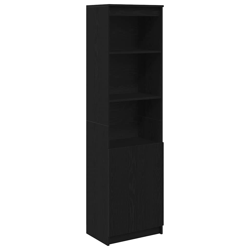 Buffet haut chêne noir 50x35x180 cm bois d'ingénierie - XIOS
