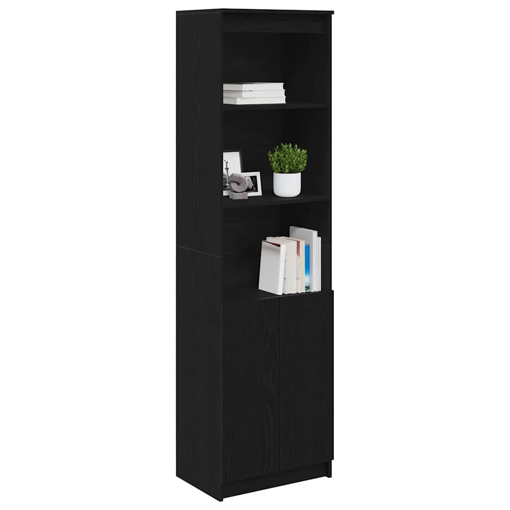 Buffet haut chêne noir 50x35x180 cm bois d'ingénierie - XIOS