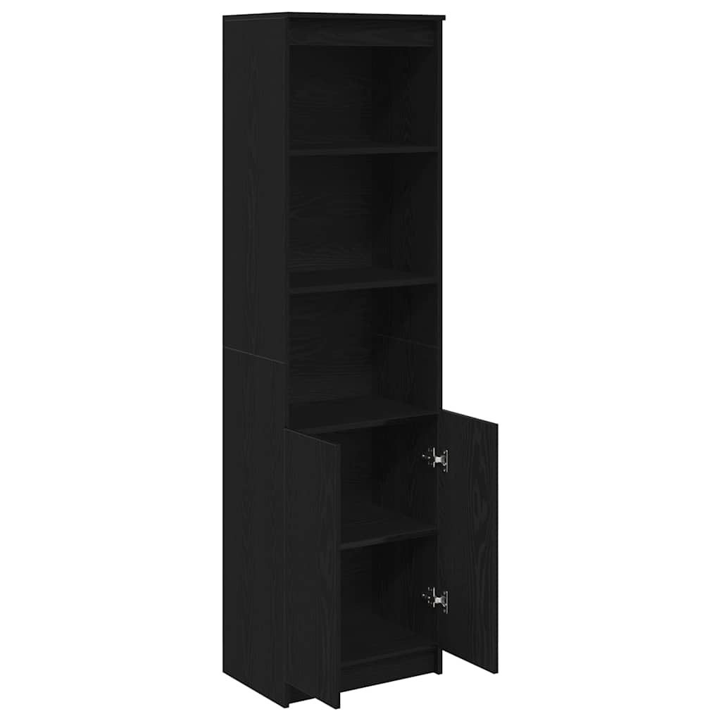 Buffet haut chêne noir 50x35x180 cm bois d'ingénierie - XIOS