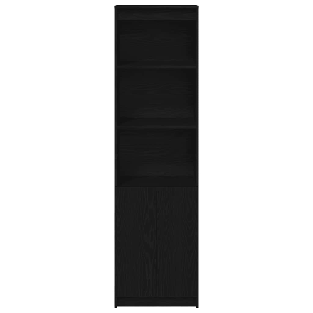 Buffet haut chêne noir 50x35x180 cm bois d'ingénierie - XIOS