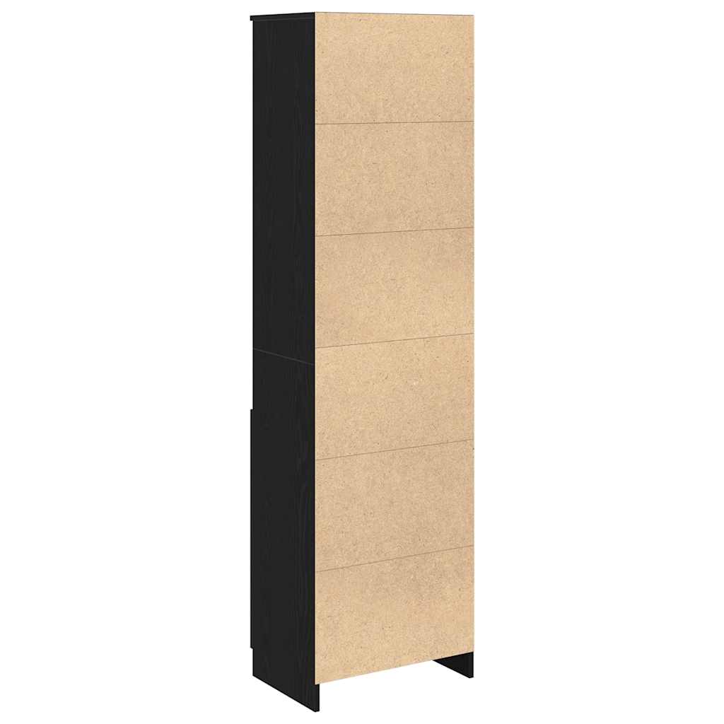 Buffet haut chêne noir 50x35x180 cm bois d'ingénierie - XIOS