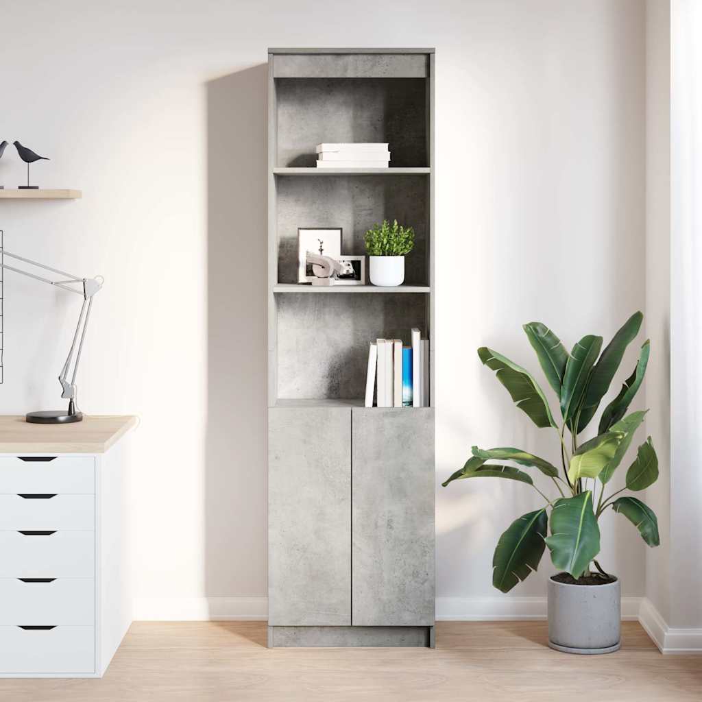 Buffet haut gris béton 50x35x180 cm bois d'ingénierie - XIOS