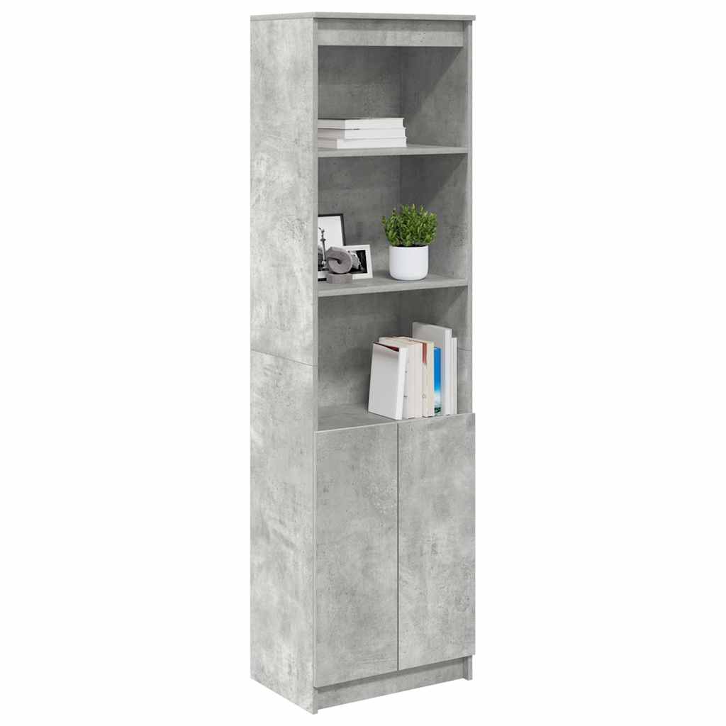 Buffet haut gris béton 50x35x180 cm bois d'ingénierie - XIOS