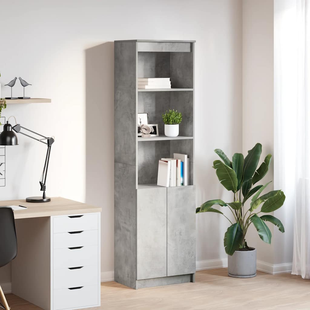 Buffet haut gris béton 50x35x180 cm bois d'ingénierie - XIOS
