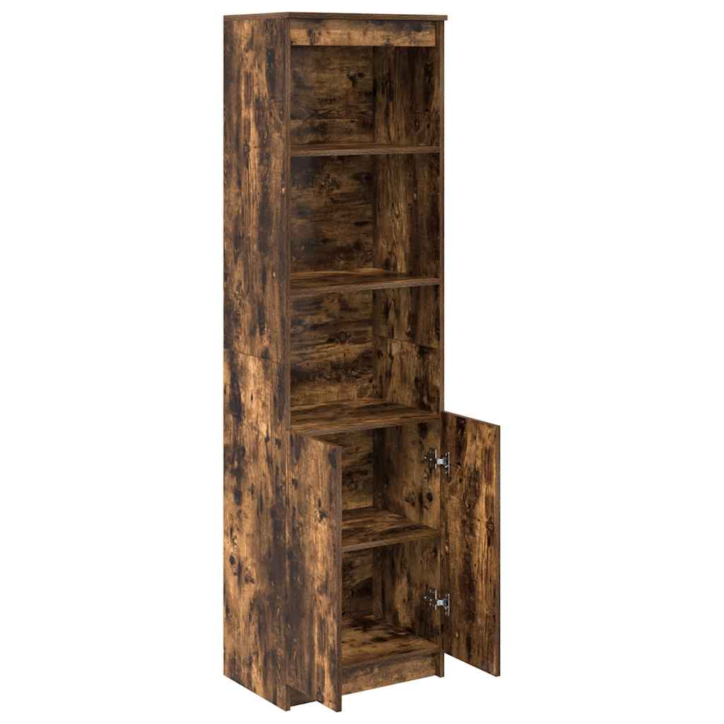 Buffet haut chêne fumé 50x35x180 cm bois d'ingénierie - XIOS