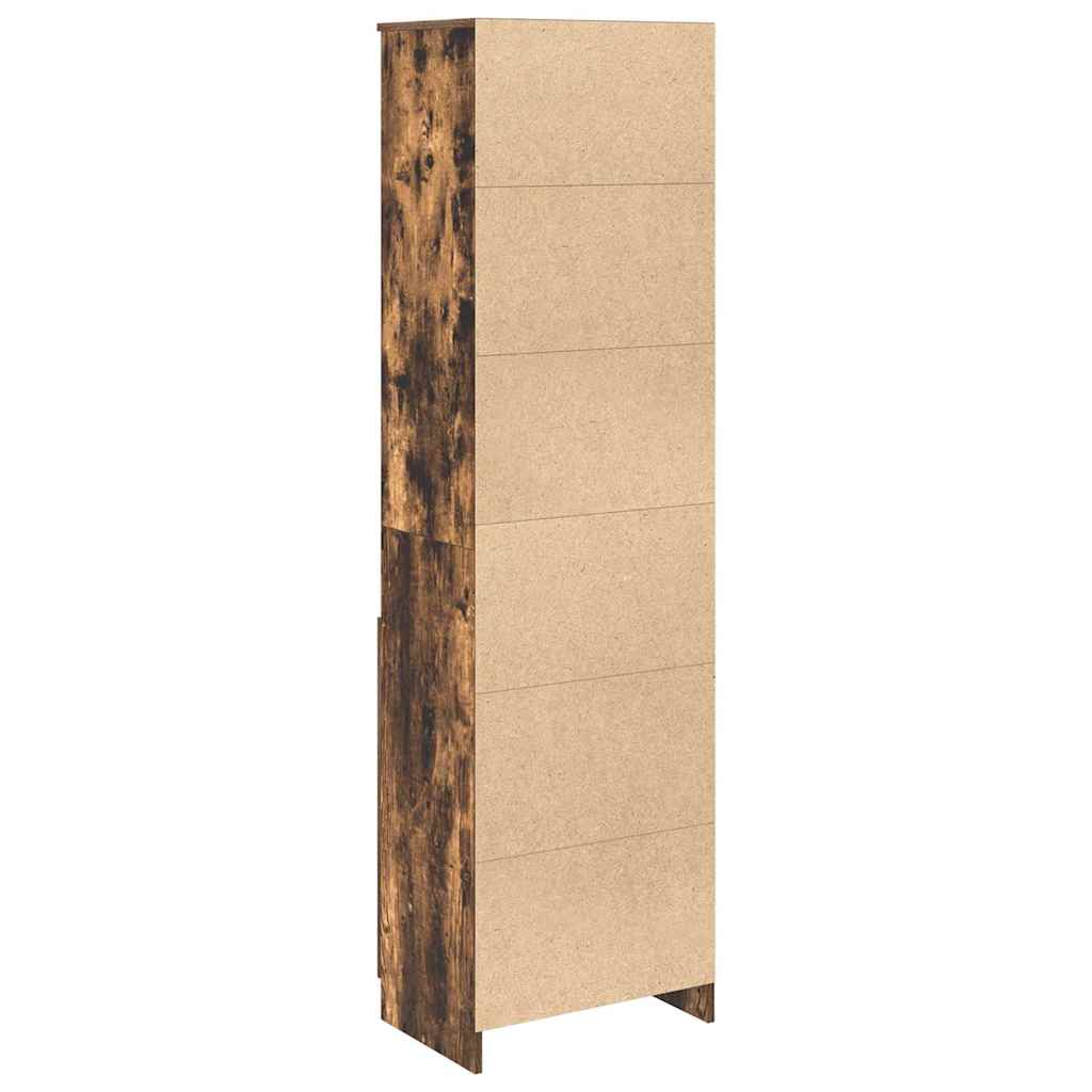 Buffet haut chêne fumé 50x35x180 cm bois d'ingénierie - XIOS