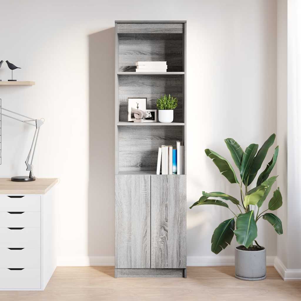 Buffet haut sonoma gris 50x35x180 cm bois d'ingénierie - XIOS