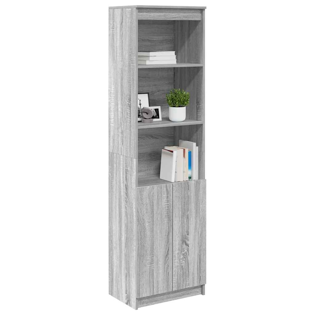 Buffet haut sonoma gris 50x35x180 cm bois d'ingénierie - XIOS