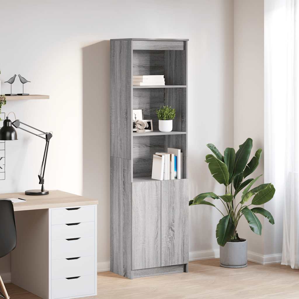 Buffet haut sonoma gris 50x35x180 cm bois d'ingénierie - XIOS