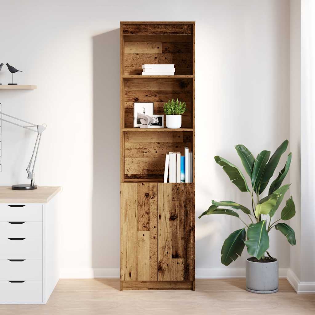 Buffet haut vieux bois 50x35x180 cm bois d'ingénierie - XIOS