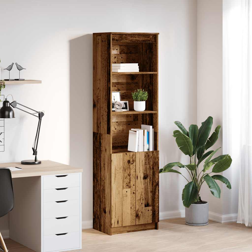 Buffet haut vieux bois 50x35x180 cm bois d'ingénierie - XIOS