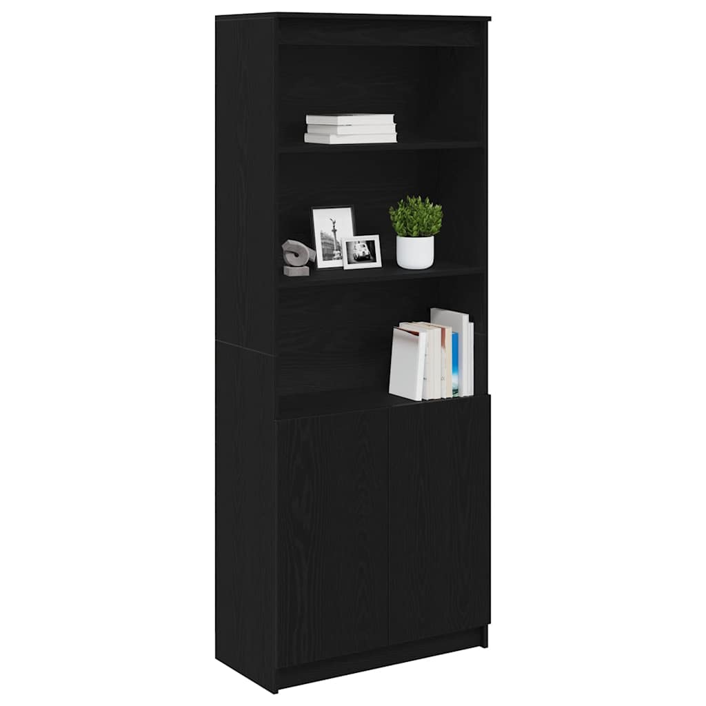 Buffet haut chêne noir 70x35x180 cm bois d'ingénierie - XIOS