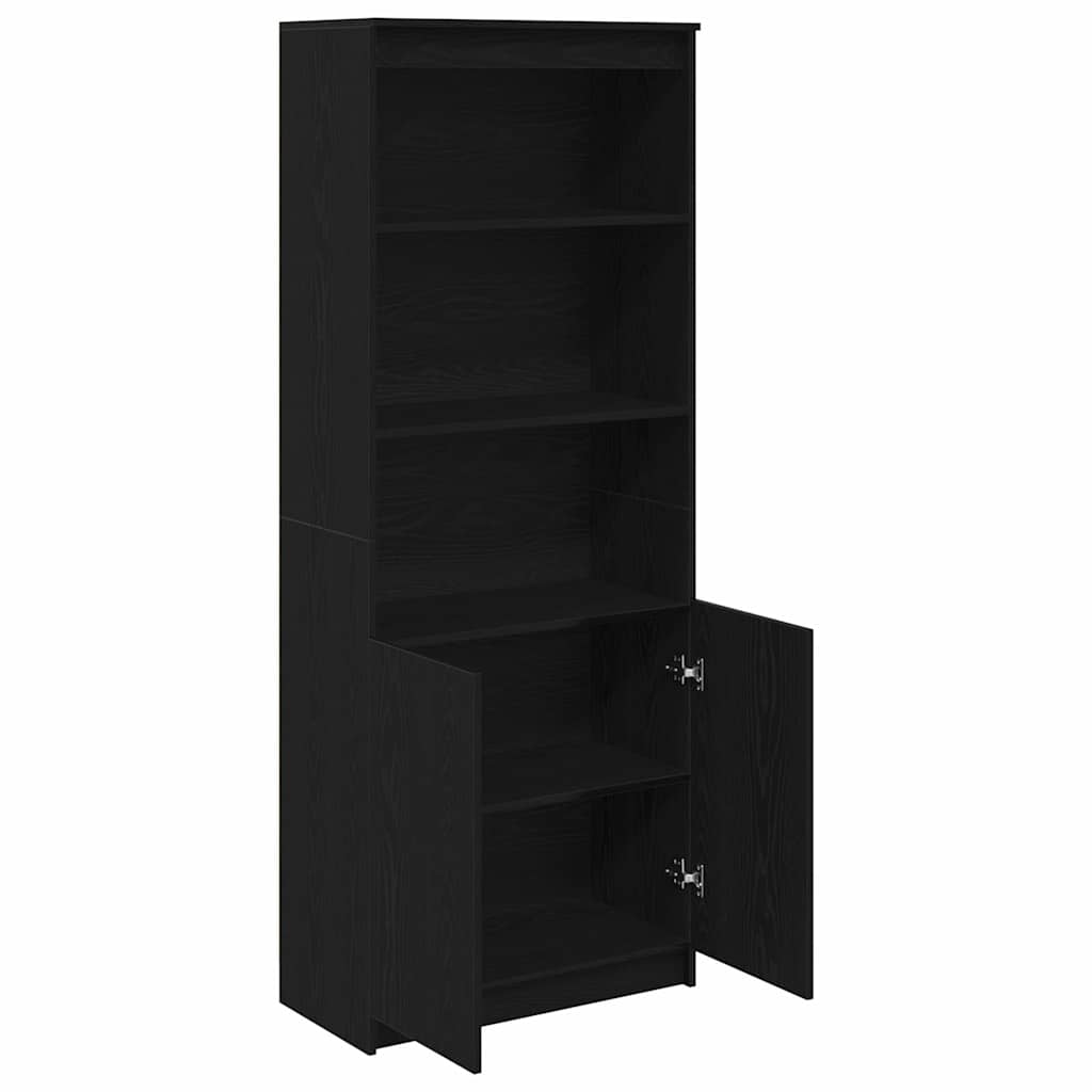 Buffet haut chêne noir 70x35x180 cm bois d'ingénierie - XIOS