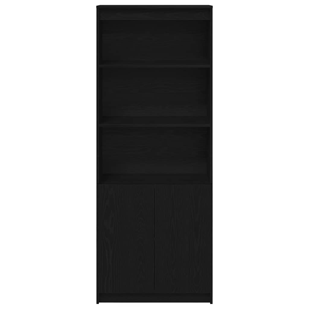Buffet haut chêne noir 70x35x180 cm bois d'ingénierie - XIOS