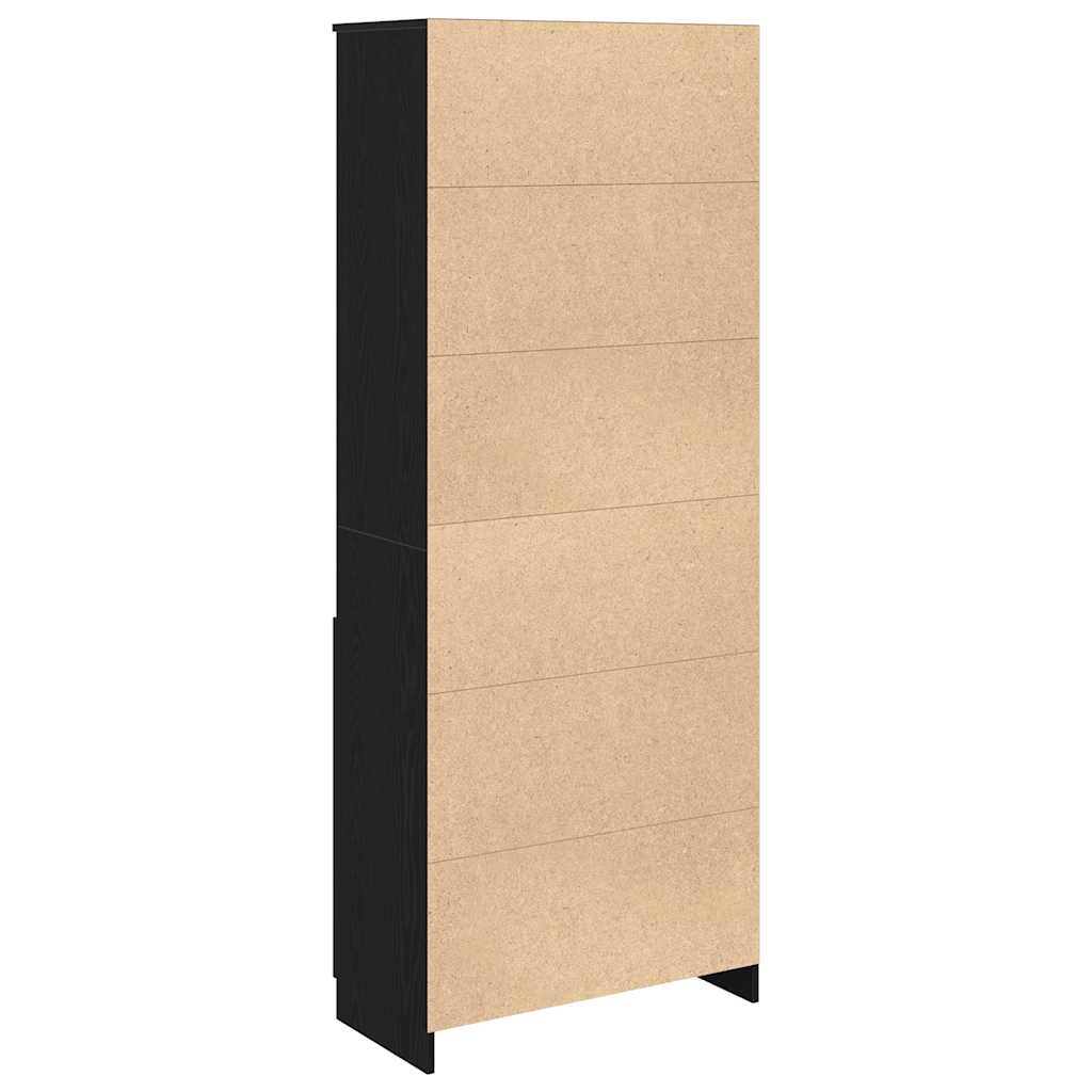 Buffet haut chêne noir 70x35x180 cm bois d'ingénierie - XIOS