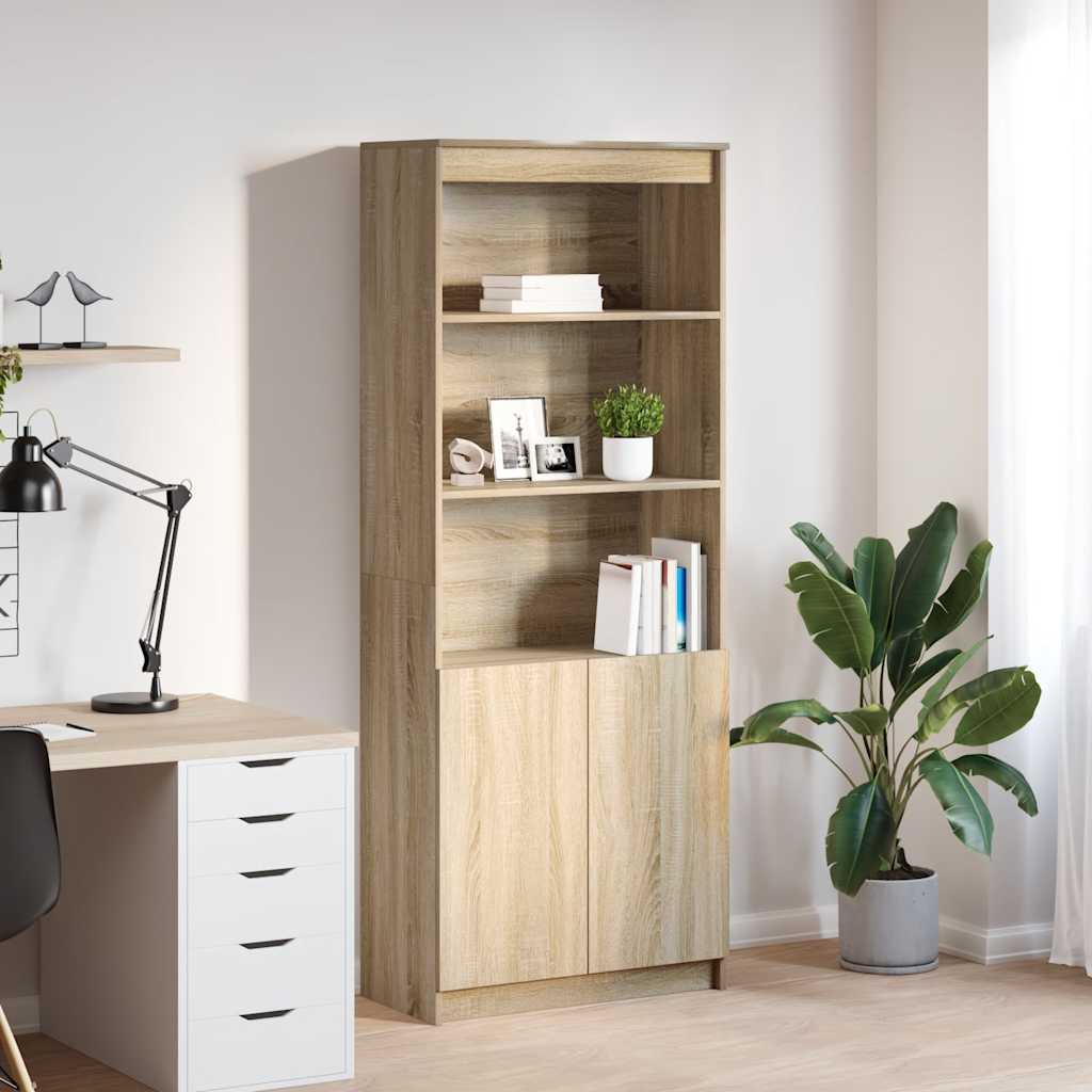 Buffet haut chêne sonoma 70x35x180 cm bois d'ingénierie - XIOS