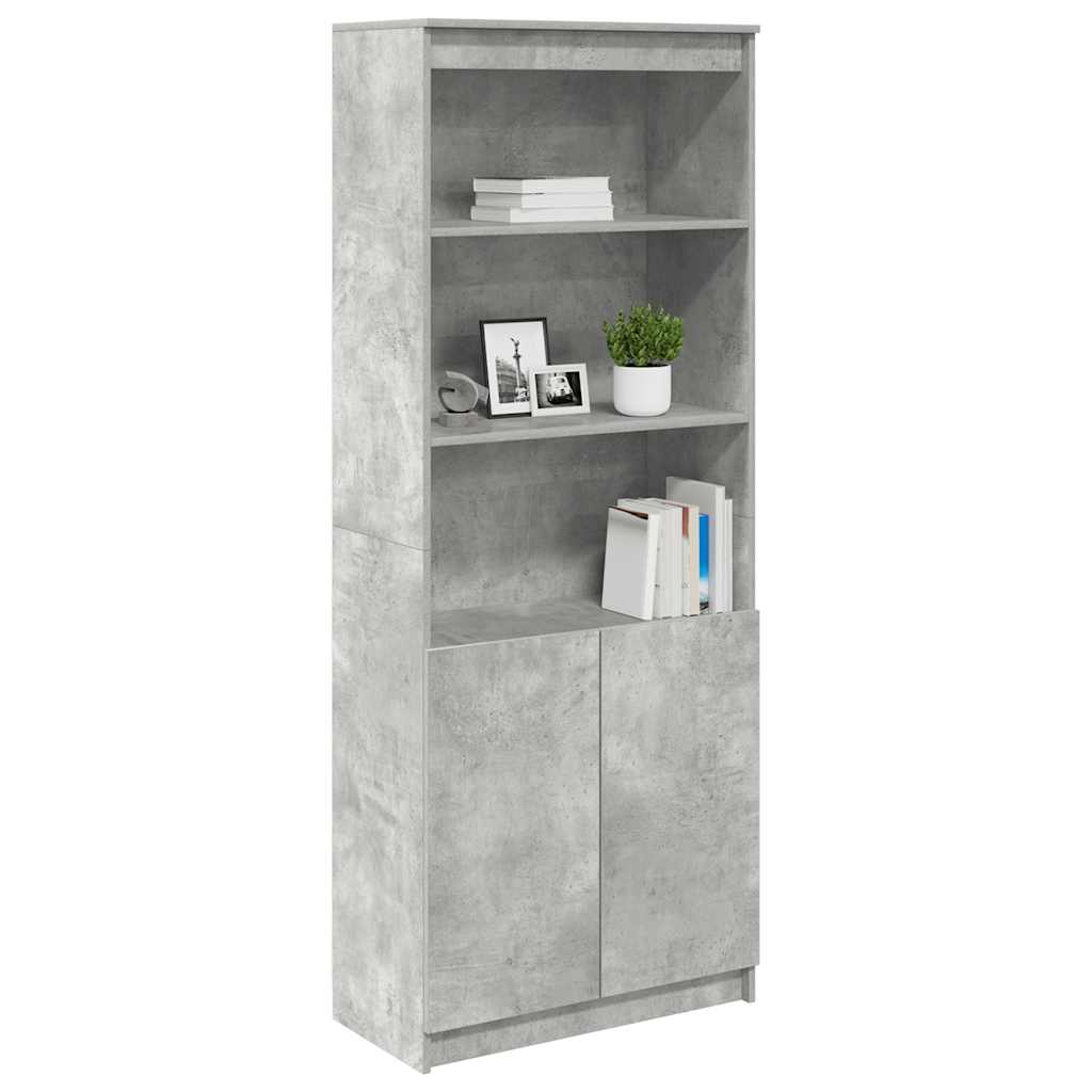Buffet haut gris béton 70x35x180 cm bois d'ingénierie - XIOS