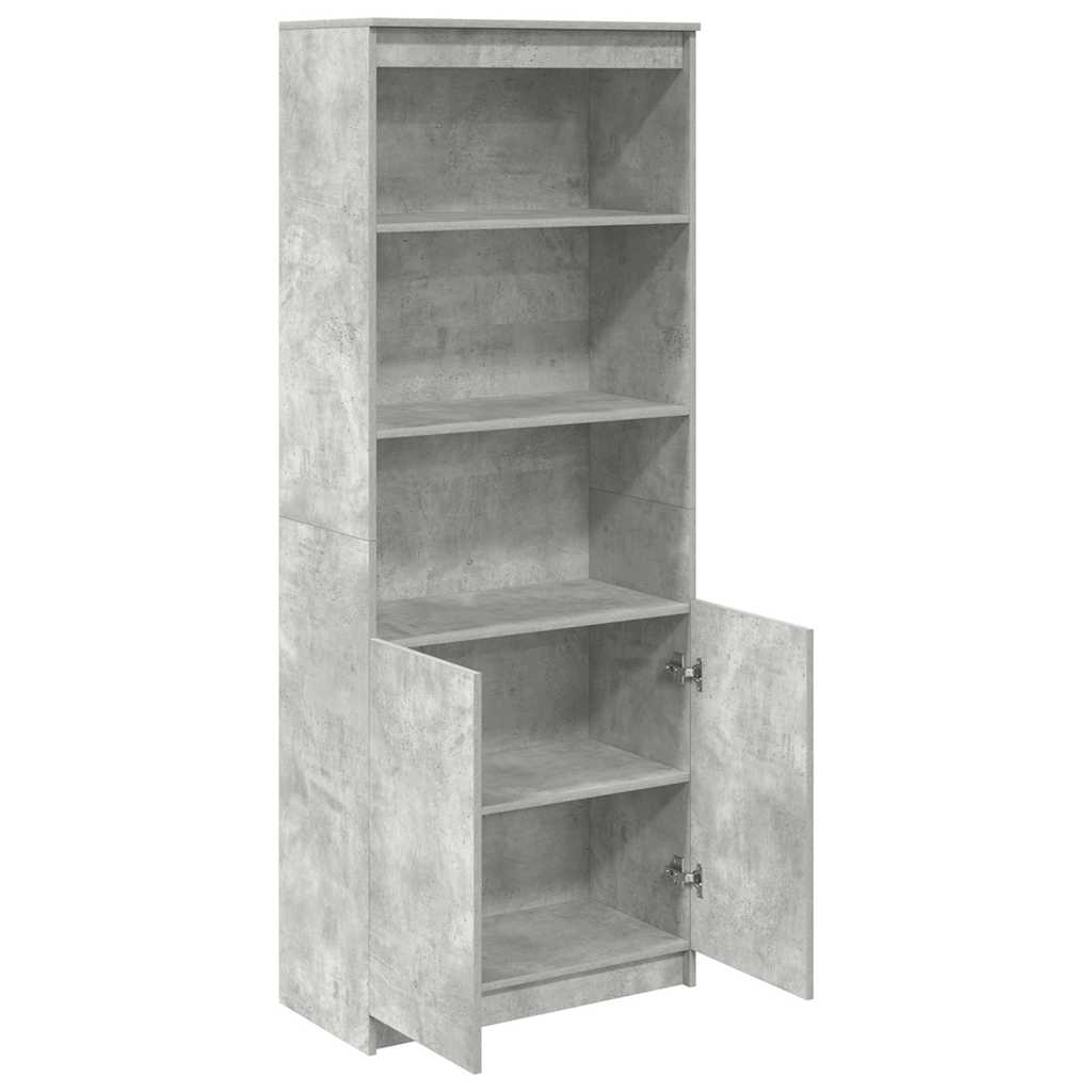 Buffet haut gris béton 70x35x180 cm bois d'ingénierie - XIOS