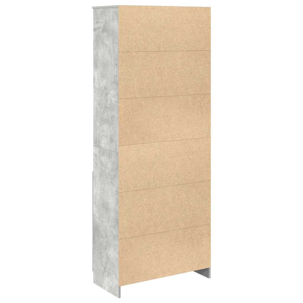 Buffet haut gris béton 70x35x180 cm bois d'ingénierie - XIOS
