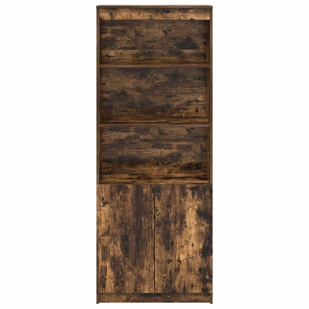 Buffet haut chêne fumé 70x35x180 cm bois d'ingénierie - XIOS