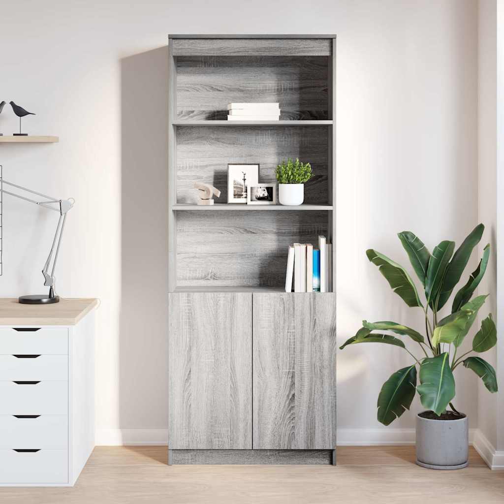 Buffet haut sonoma gris 70x35x180 cm bois d'ingénierie - XIOS