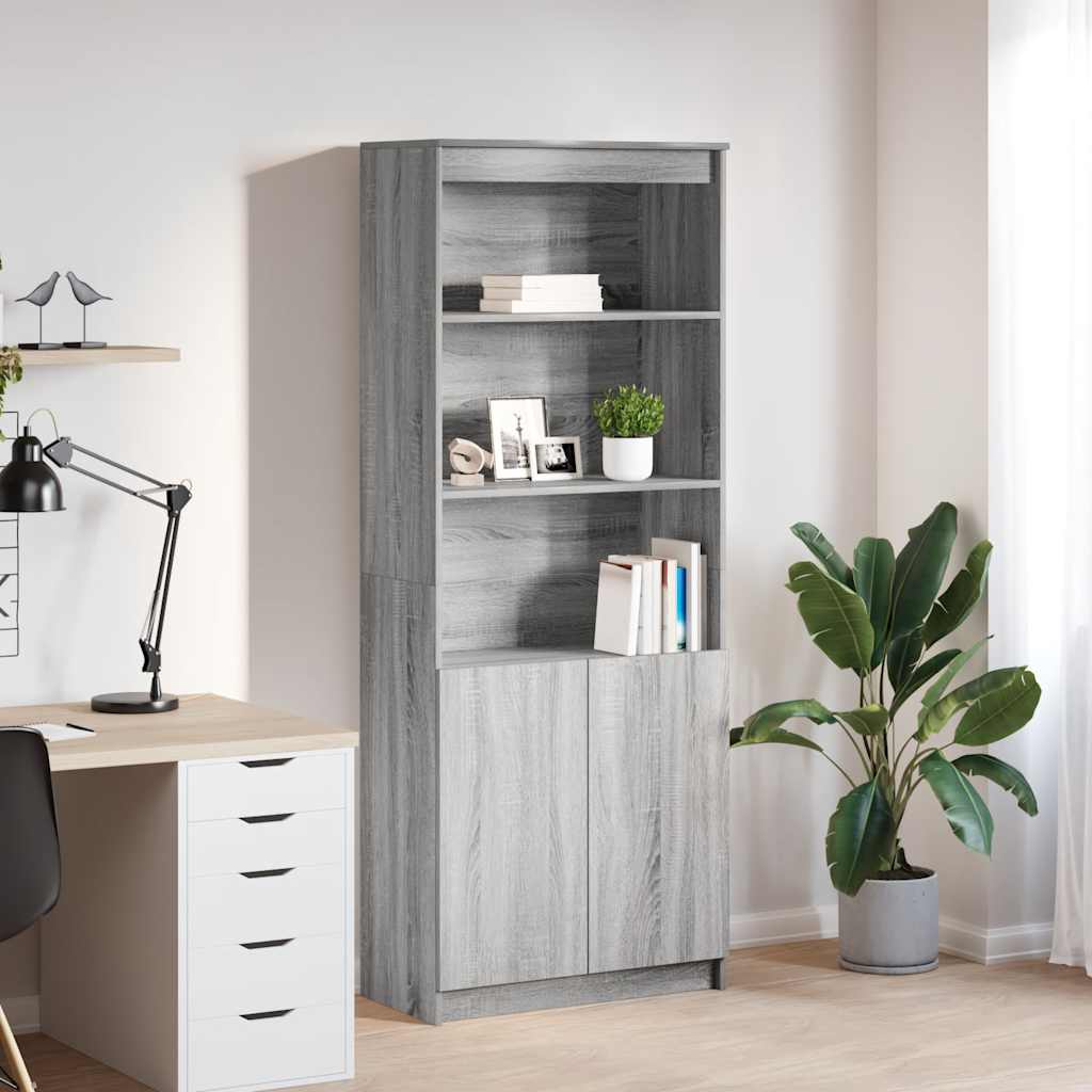 Buffet haut sonoma gris 70x35x180 cm bois d'ingénierie - XIOS