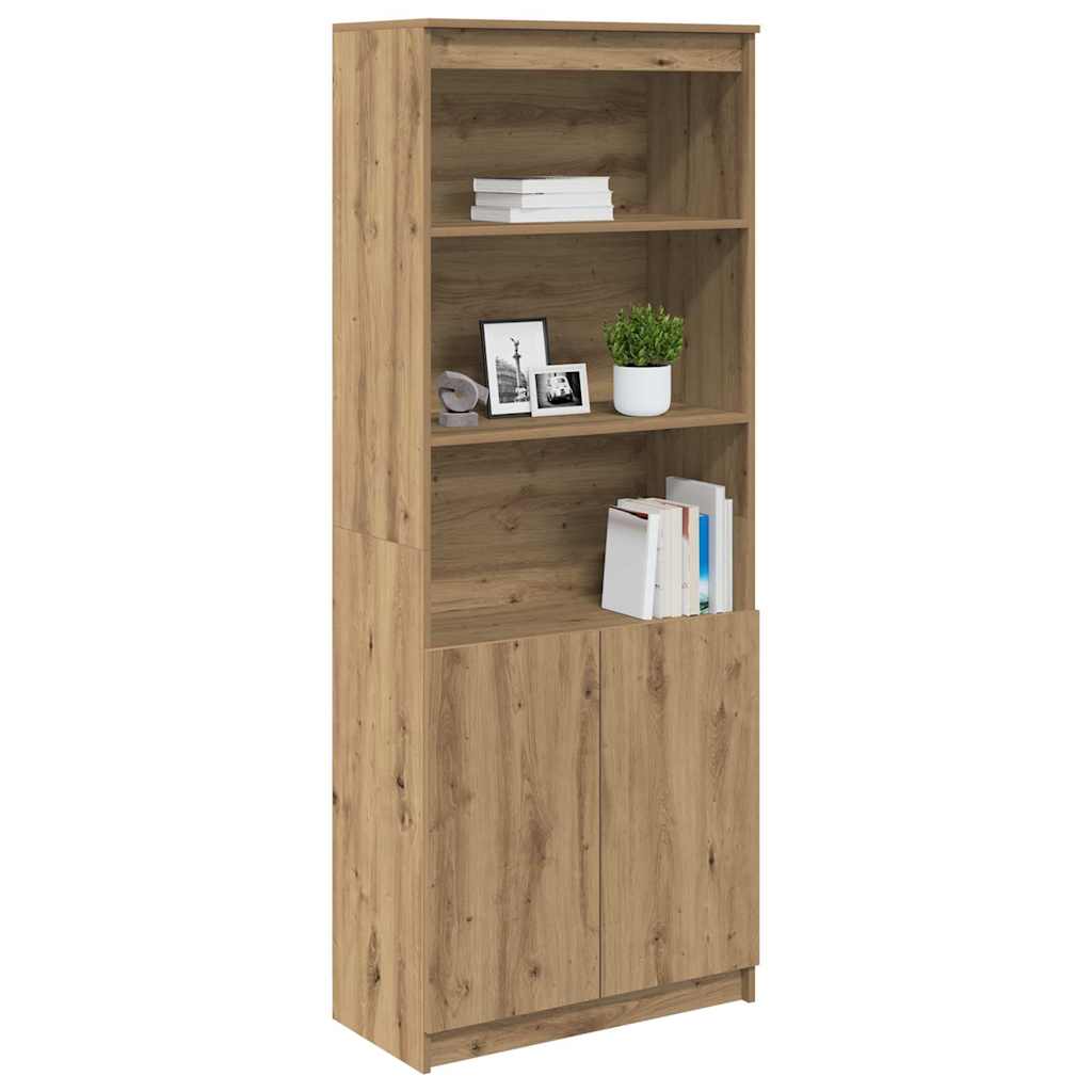 Buffet haut chêne artisanal 70x35x180 cm bois d'ingénierie - XIOS