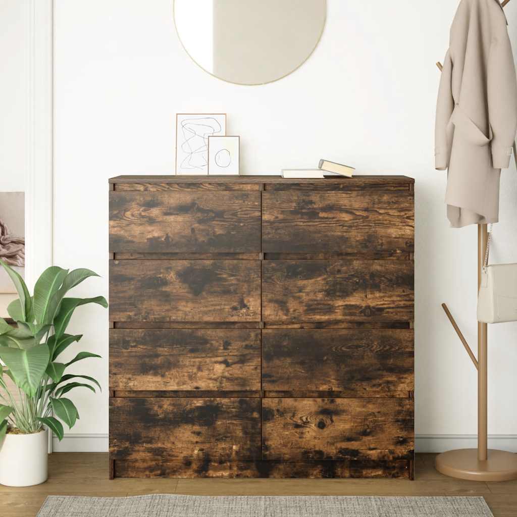 Buffet chêne fumé 100x35x99 cm bois d'ingénierie - XIOS