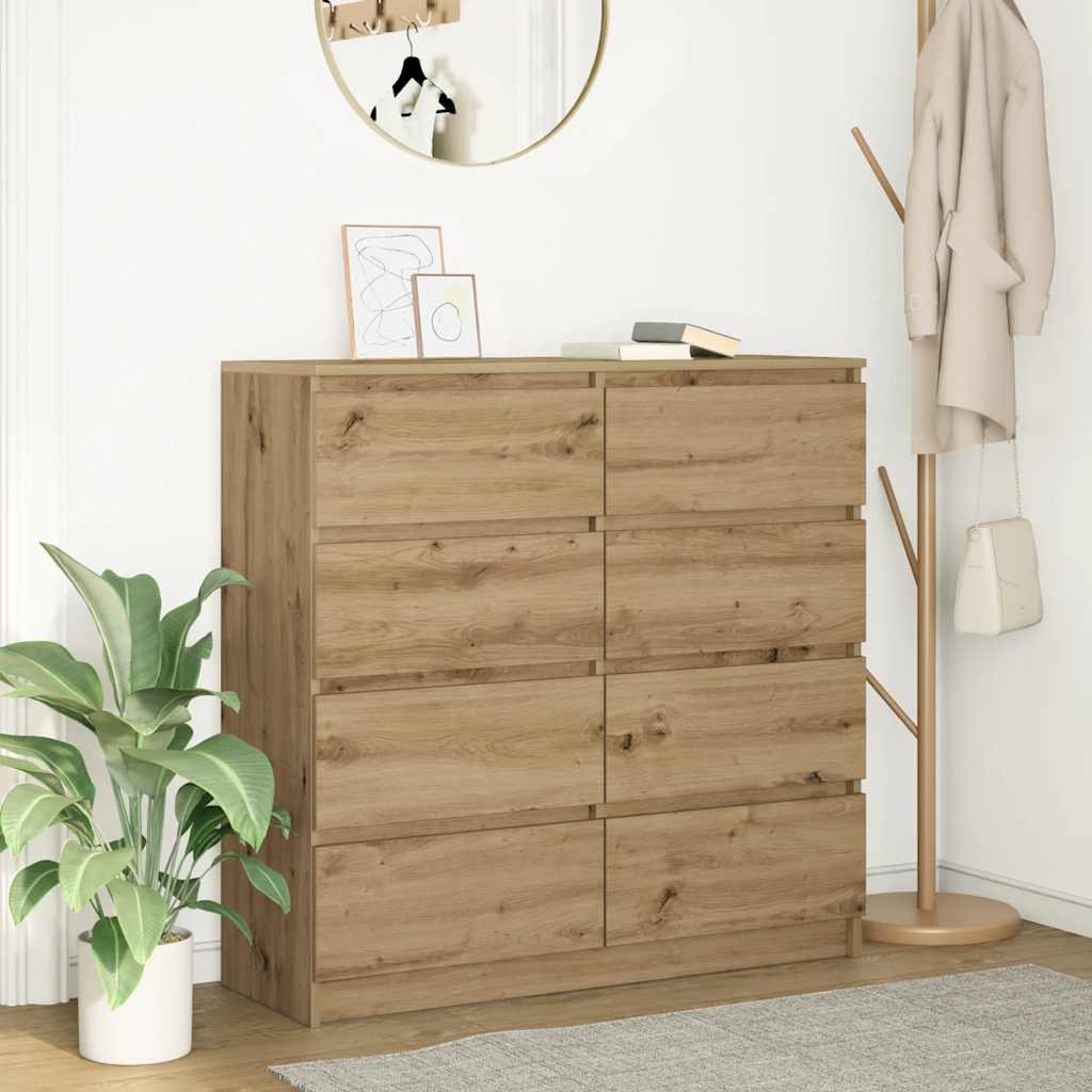Buffet chêne artisanal 100x35x99 cm bois d'ingénierie - XIOS