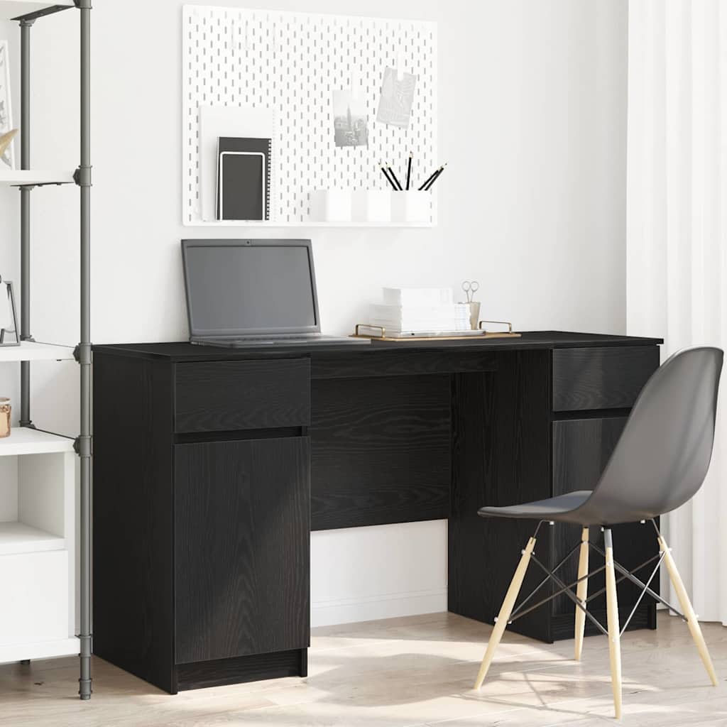 Bureau avec porte Chêne noir 140 x 49 x 76 cm Bois d'ingénierie - XIOS