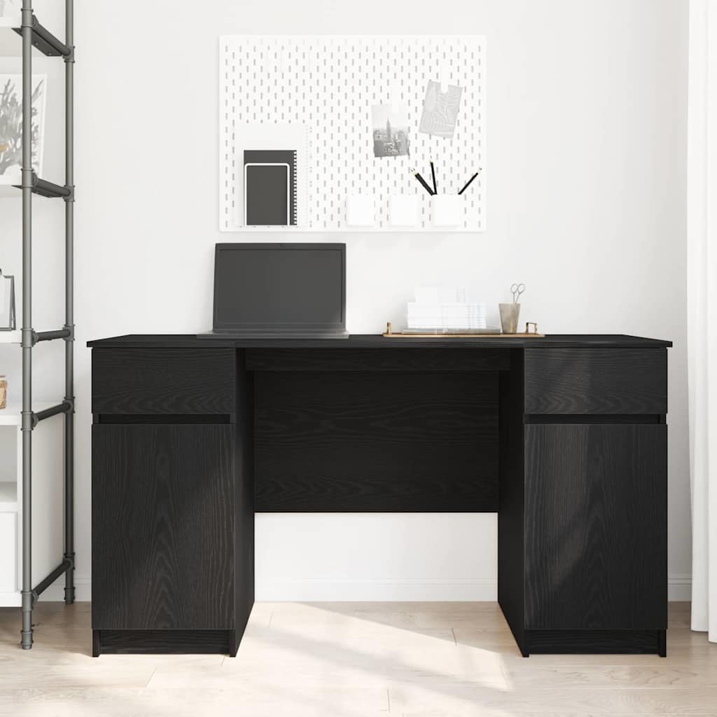 Bureau avec porte Chêne noir 140 x 49 x 76 cm Bois d'ingénierie - XIOS