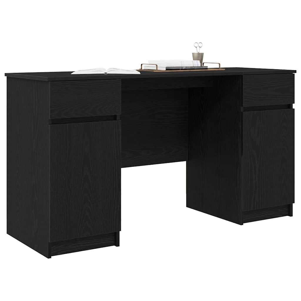 Bureau avec porte Chêne noir 140 x 49 x 76 cm Bois d'ingénierie - XIOS