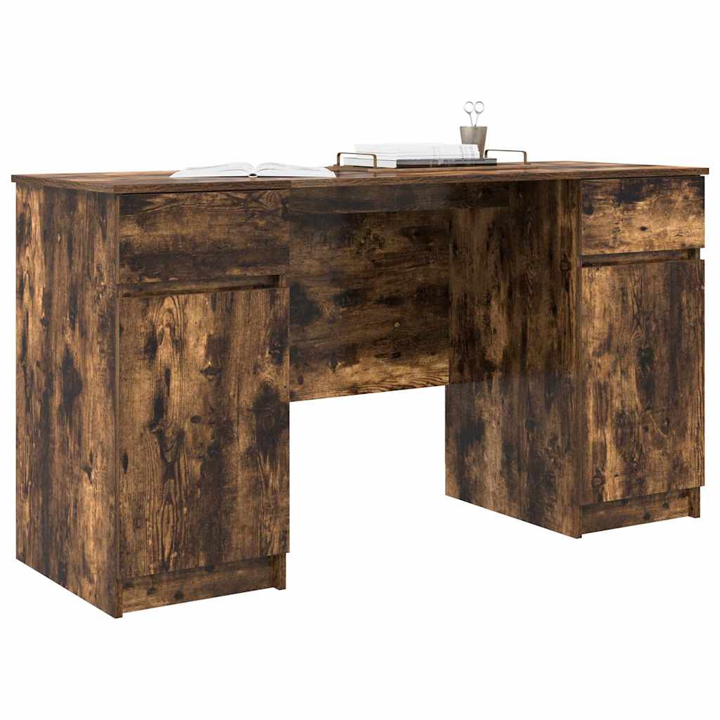 Bureau avec porte Chêne fumé 140 x 49 x 76 cm Bois d'ingénierie - XIOS