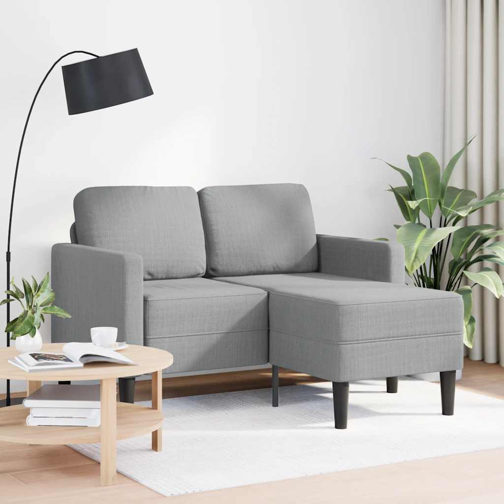 Canapé 2 places avec méridienne en L gris clair 125 cm tissu - XIOS