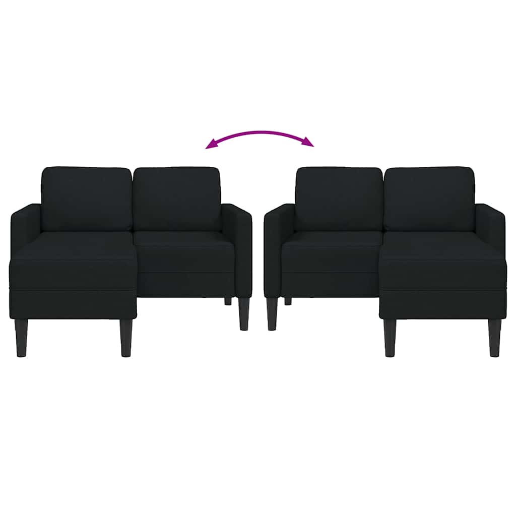 Canapé 2 places avec méridienne en L noir 125 cm tissu - XIOS