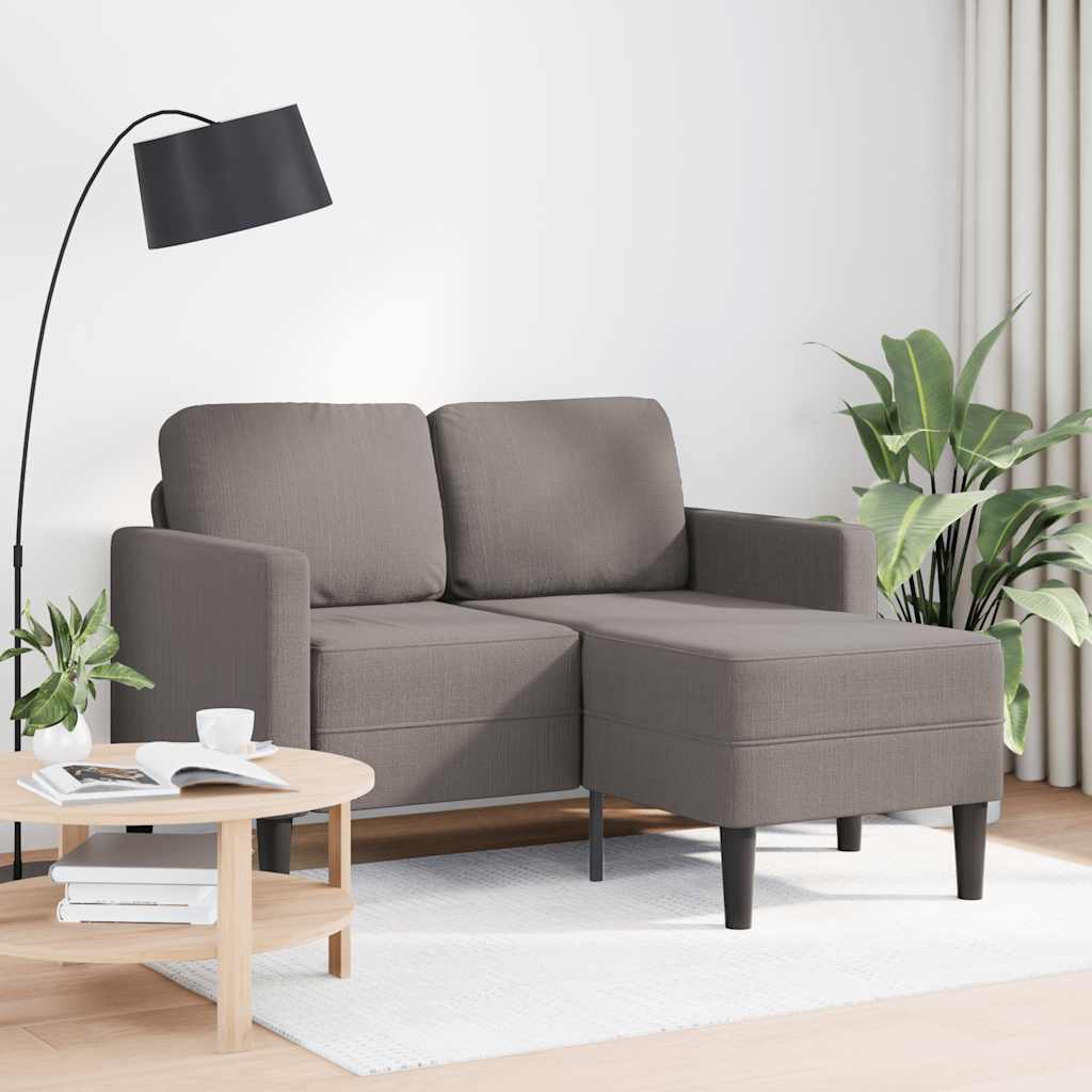 Canapé 2 places avec méridienne en L taupe 125 cm tissu - XIOS