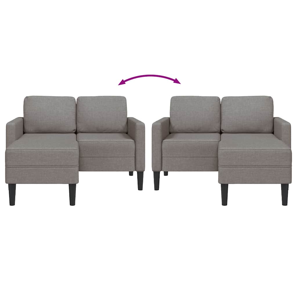 Canapé 2 places avec méridienne en L taupe 125 cm tissu - XIOS