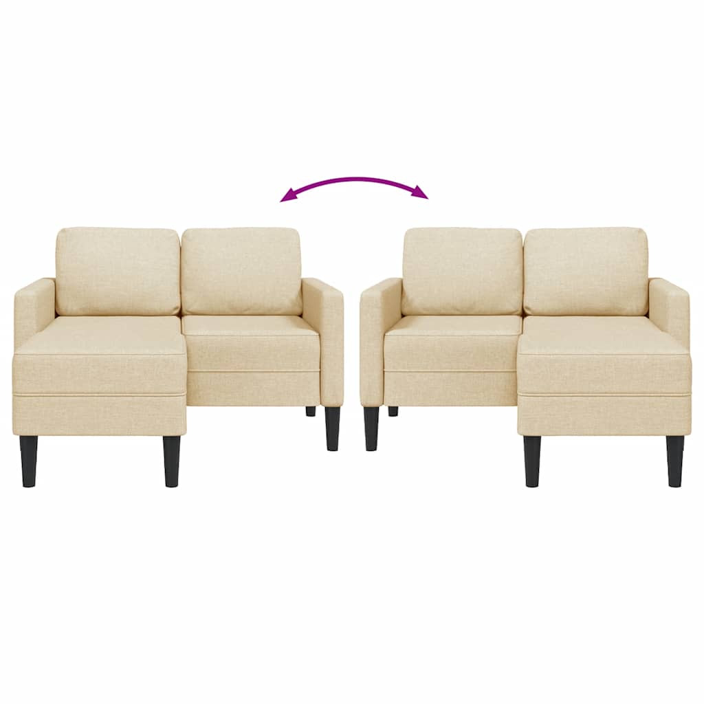 Canapé 2 places avec méridienne en L crème 125 cm tissu - XIOS