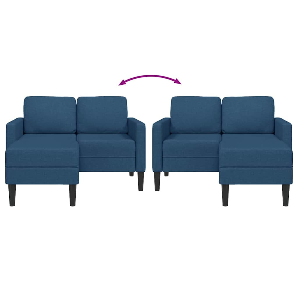 Canapé 2 places avec méridienne en L bleu 125 cm tissu - XIOS